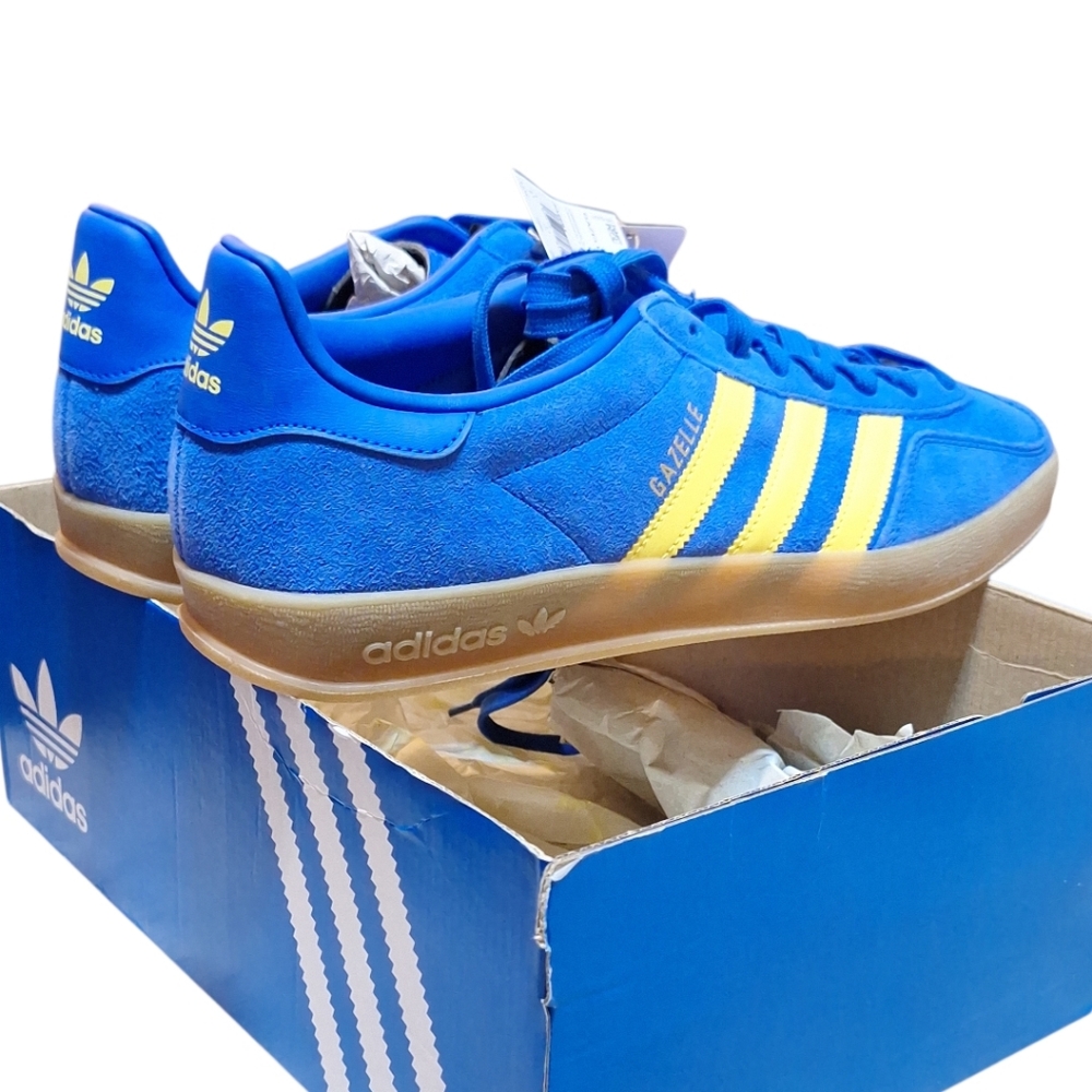 Adidas Indoor Gazelle Size 10.5W/11.5 M Blue/Yellow NWT NIB - Picture 4 of 12